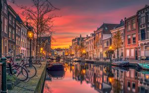 Превью обои нидерланды, голландия, канал, река, здания