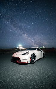 Превью обои nissan 350z, nissan, спорткар, автомобиль, звездное небо
