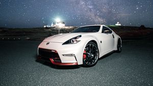 Превью обои nissan 350z, nissan, спорткар, автомобиль, звездное небо