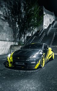 Превью обои nissan 350z, nissan, спорткар, автомобиль, вид сбоку, узор