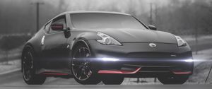 Превью обои nissan 370z, nissan, автомобиль, черный, туман