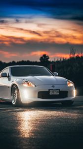 Превью обои nissan 370z, nissan, автомобиль, спорткар, белый