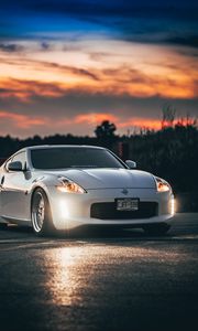 Превью обои nissan 370z, nissan, автомобиль, спорткар, белый