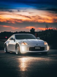 Превью обои nissan 370z, nissan, автомобиль, спорткар, белый