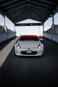 Превью обои nissan 370z, nissan, автомобиль, белый, дорога