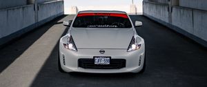 Превью обои nissan 370z, nissan, автомобиль, белый, дорога