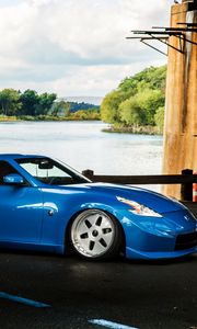 Превью обои nissan, 370z, синий, вид сбоку