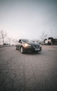 Превью обои nissan, автомобиль, черный, дорога, асфальт