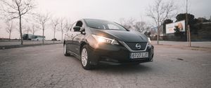 Превью обои nissan, автомобиль, черный, дорога, асфальт