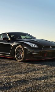 Превью обои nissan, gt-r, черный, вид сбоку