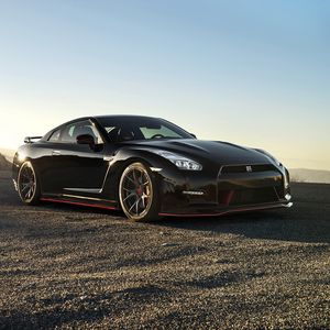 Превью обои nissan, gt-r, черный, вид сбоку