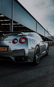 Превью обои nissan gt-r, nissan, автомобиль, серебряный