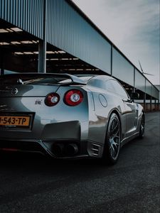 Превью обои nissan gt-r, nissan, автомобиль, серебряный