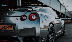 Превью обои nissan gt-r, nissan, автомобиль, серебряный