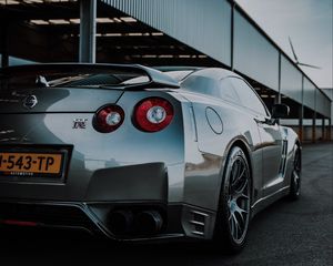 Превью обои nissan gt-r, nissan, автомобиль, серебряный