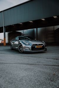 Превью обои nissan gt-r, nissan, автомобиль, серебряный, дорога