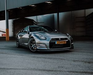Превью обои nissan gt-r, nissan, автомобиль, серебряный, дорога