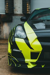 Превью обои nissan gt-r, nissan, автомобиль, зеленый, черный