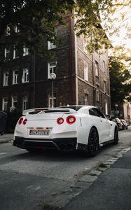 Превью обои nissan gt-r, nissan, спорткар, автомобиль, вид сзади