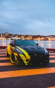 Превью обои nissan gtr, nissan, спорткар, автомобиль, огни