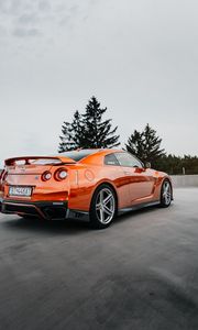 Превью обои nissan gtr, nissan, спорткар, автомобиль, вид сбоку, спойлер