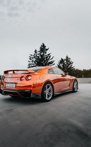 Превью обои nissan gtr, nissan, спорткар, автомобиль, вид сбоку, спойлер