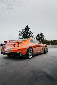 Превью обои nissan gtr, nissan, спорткар, автомобиль, вид сбоку, спойлер