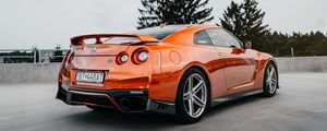 Превью обои nissan gtr, nissan, спорткар, автомобиль, вид сбоку, спойлер