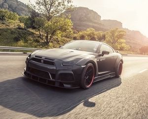 Превью обои nissan, gt-r, тюнинг, движение