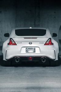 Превью обои nissan, машина, вид сзади, белый