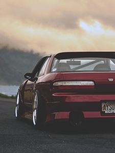 Превью обои nissan, silvia, красный, вид сзади