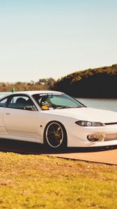 Превью обои nissan silvia, s15, ниссан, тюнинг, купе, набережная