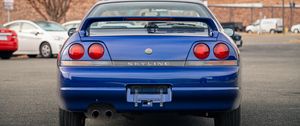 Превью обои nissan skyline r33, nissan, автомобиль, синий, фонари