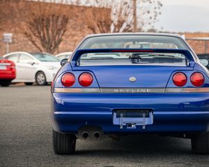 Превью обои nissan skyline r33, nissan, автомобиль, синий, фонари