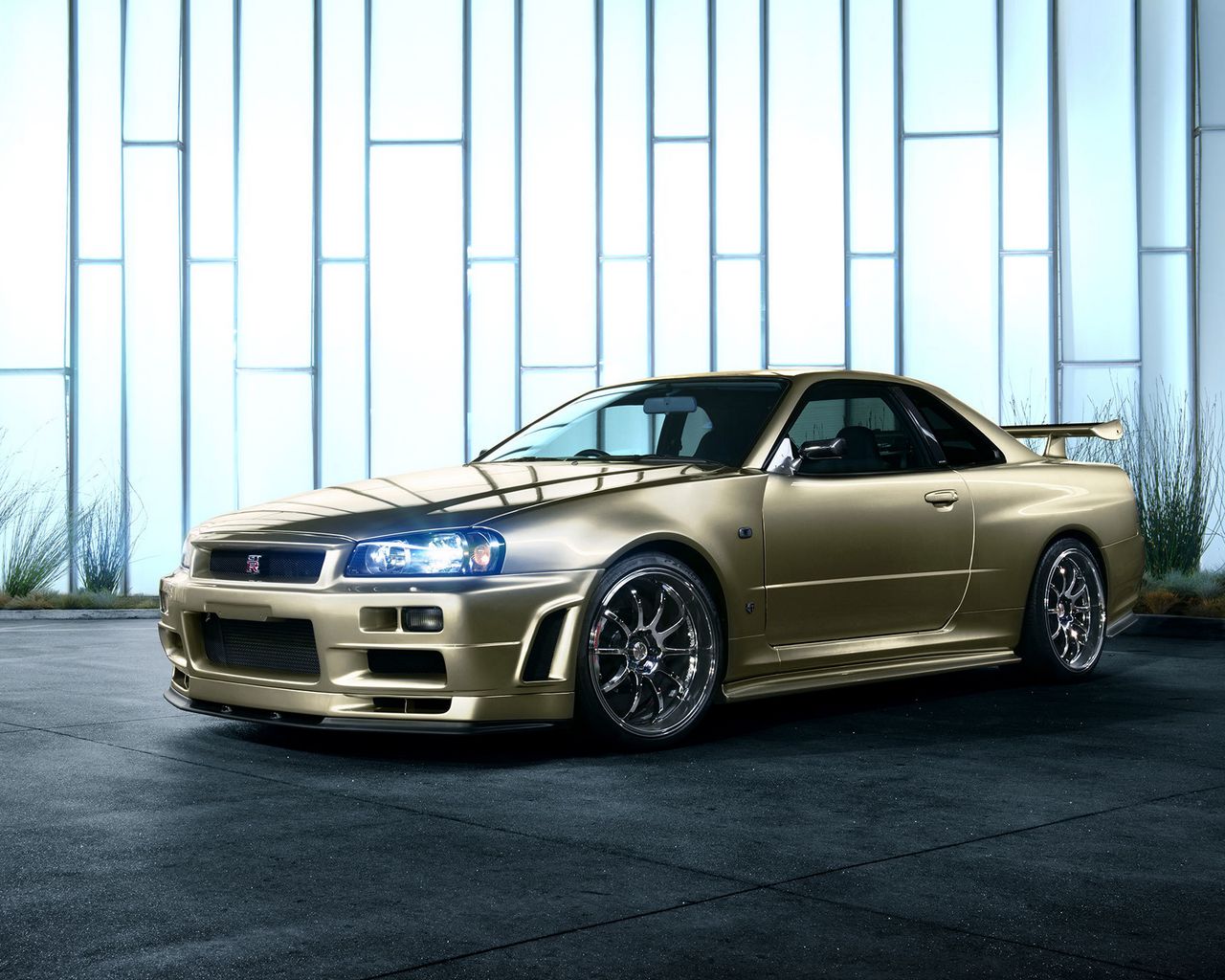 Скачать 1280x1024 nissan skyline, r34, золотистый, вид сбоку обои, картинки  стандарт 5:4