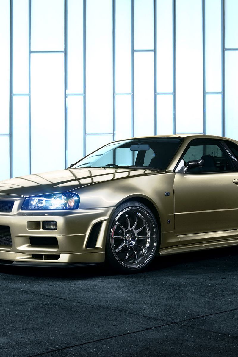 Скачать 800x1200 nissan skyline, r34, золотистый, вид сбоку обои, картинки  iphone 4s/4 for parallax