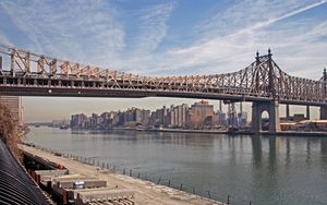 Превью обои нью йорк, мост, река