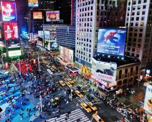 Превью обои нью йорк, new york, оживленность, улица, здания, вечер, hdr