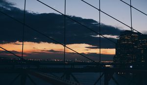 Превью обои нью йорк, ночь, здание, сетка, мост