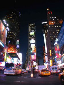 Превью обои нью-йорк, город, ночь, огни, таймс-сквер