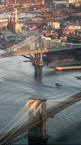 Превью обои нью-йорк, мост, вид сверху, здания