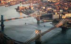 Превью обои нью-йорк, мост, вид сверху, здания