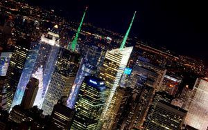 Превью обои нью-йорк, небоскребы, свет, ночь, здания