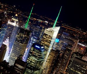 Превью обои нью-йорк, небоскребы, свет, ночь, здания