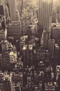 Превью обои нью-йорк, небоскребы, вид сверху, мегаполис, чб