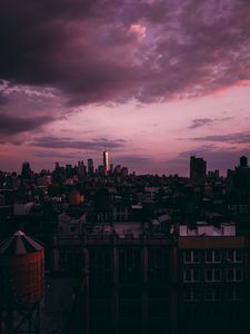 Превью обои нью-йорк, небоскребы, закат, облака, сша