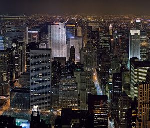 Превью обои нью-йорк, ночь, небоскребы