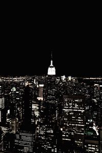 Превью обои нью-йорк, ночной город, небоскреб, огни города, горизонт