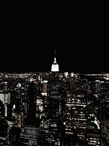 Превью обои нью-йорк, ночной город, небоскреб, огни города, горизонт