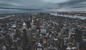 Превью обои нью-йорк, сша, небоскребы, вид сверху